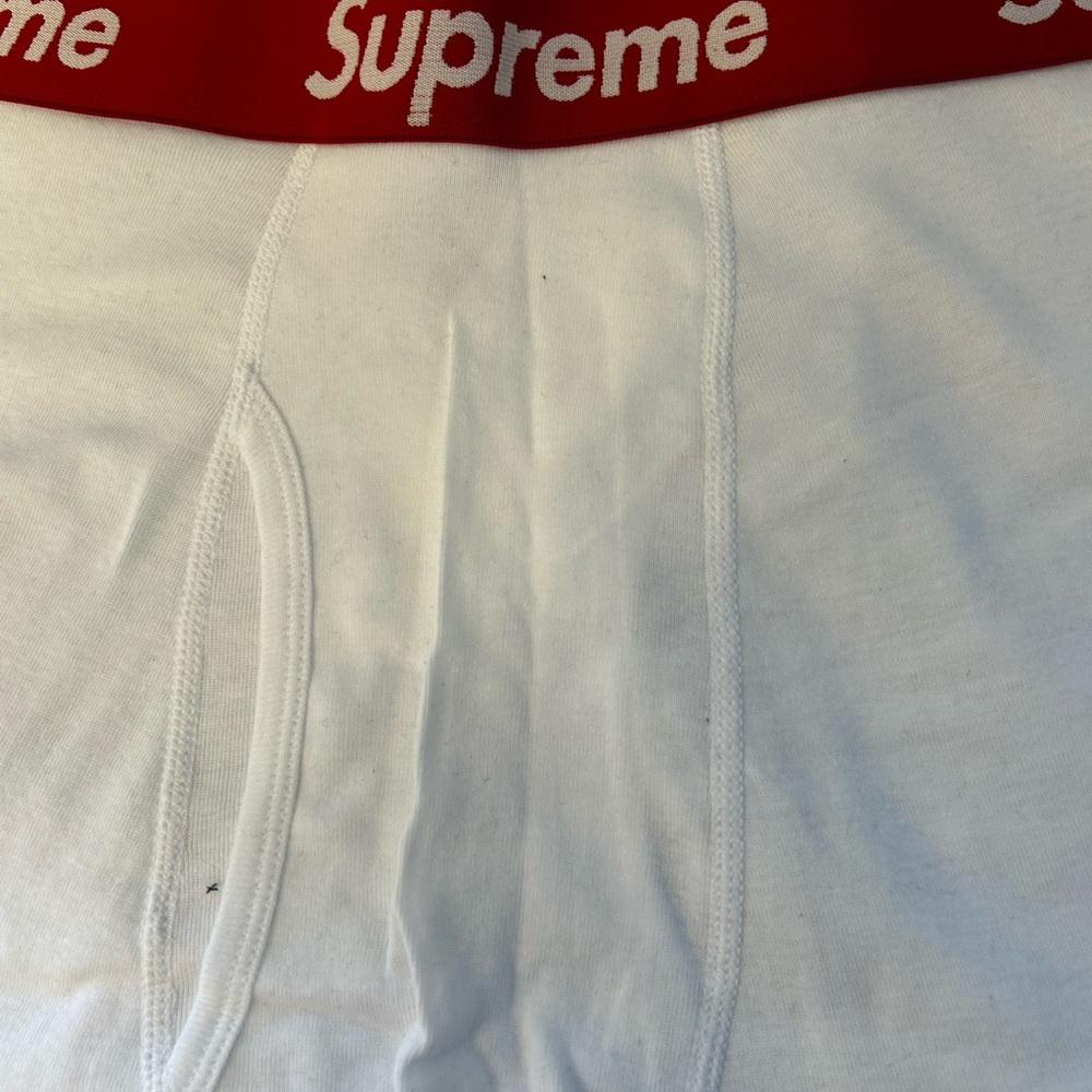 Supreme Hanes White Boxer Briefs with Red Waistband